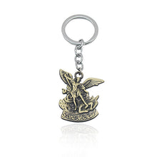 Load image into Gallery viewer, Punk Vintage Bible Archangel Saint Michael Pendant Keychain St. Michael Angel Wings Jesus Key Chain Car Holder Keys Chaveiro